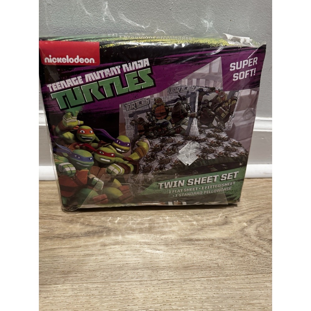 Ninja Turtles Twin Sheet Set Flat Sheet‎ Fitted Pillowcase Sealed 2014 TMNT Soft